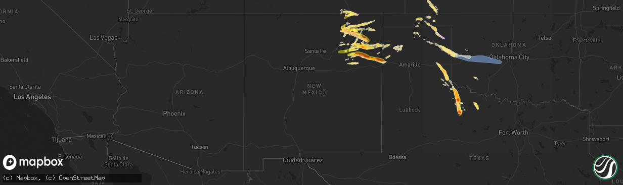 Hail map in New Mexico on June 22, 2023