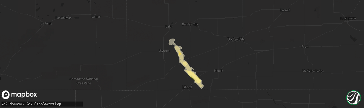 Hail map in Satanta, KS on June 22, 2023