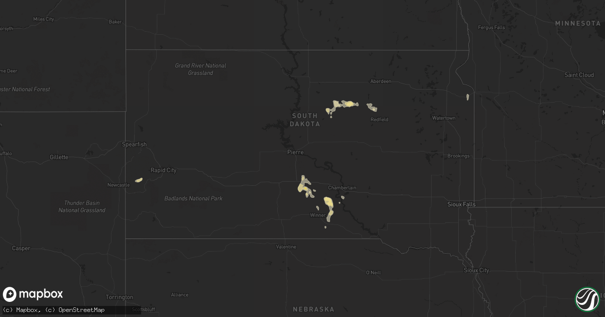 Hail map in South Dakota on June 22, 2023
