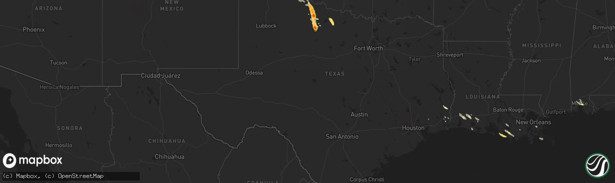 Hail map in Texas on June 22, 2023