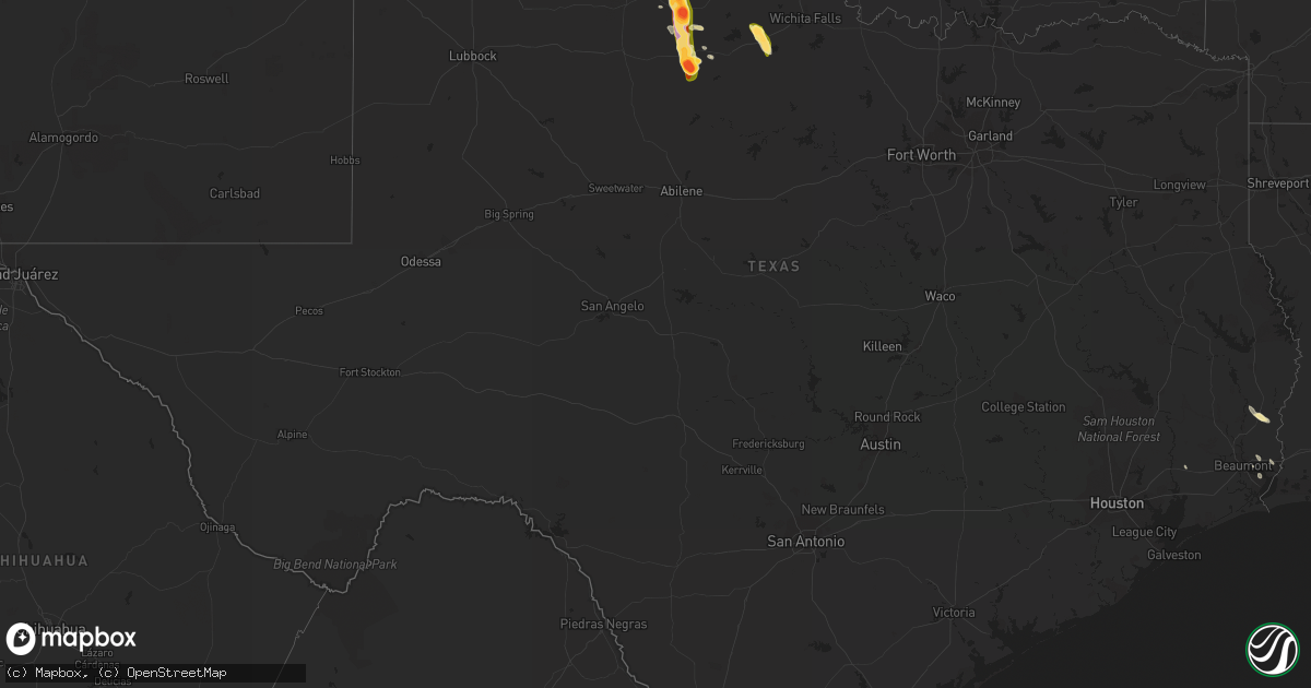 Hail map in Texas on June 22, 2023
