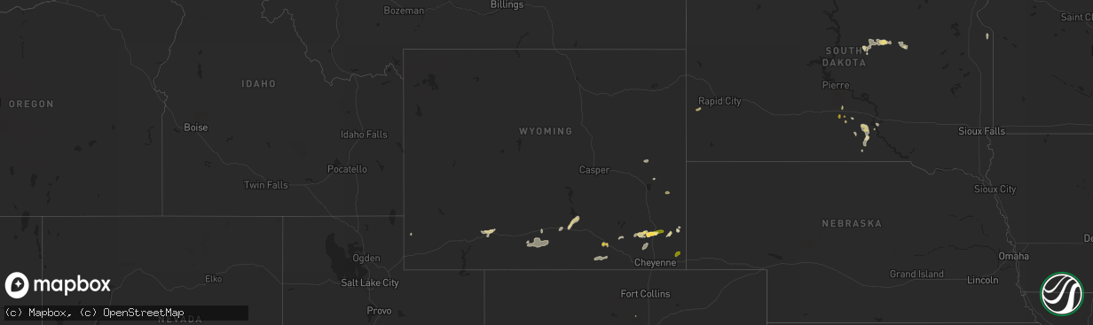 Hail map in Wyoming on June 22, 2023