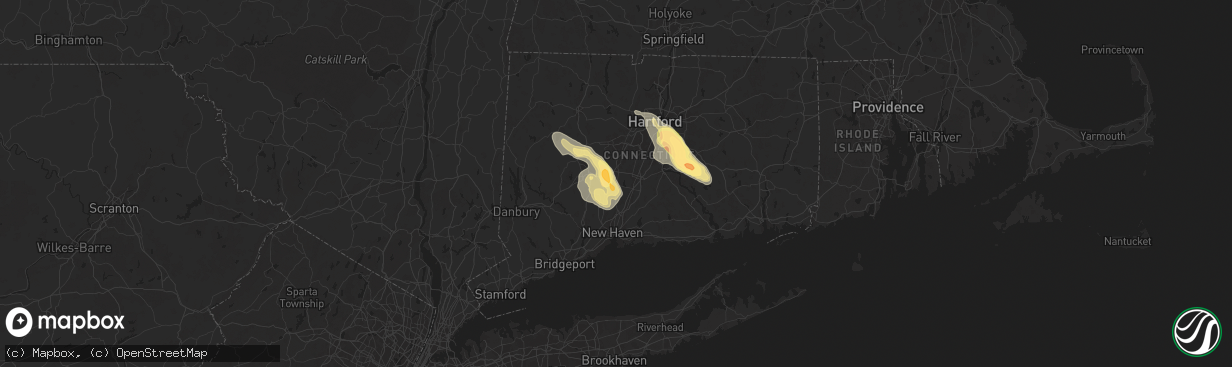 Hail map in Cheshire, CT on June 22, 2024