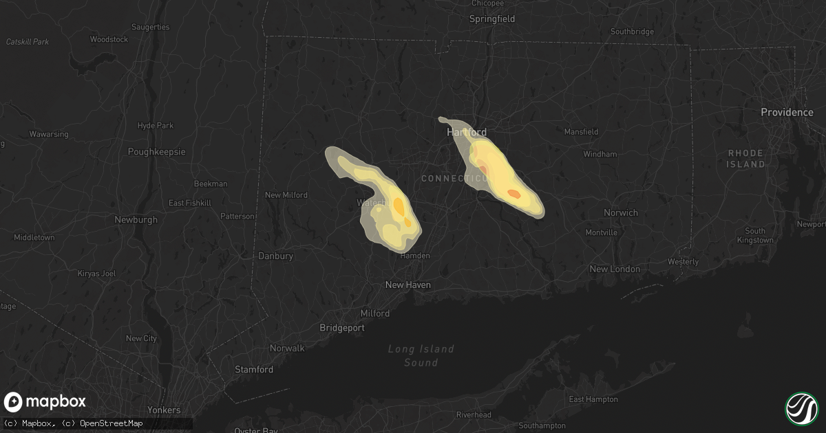 Hail map in Cheshire, CT on June 22, 2024