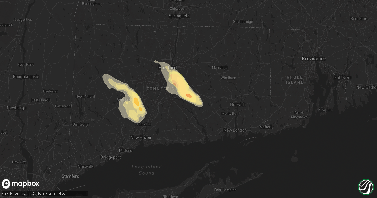 Hail map in East Hampton, CT on June 22, 2024