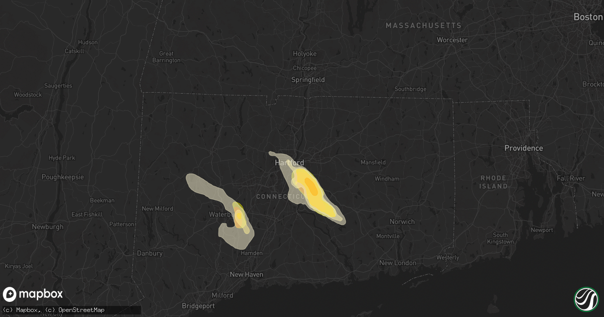 Hail map in East Hartford, CT on June 22, 2024