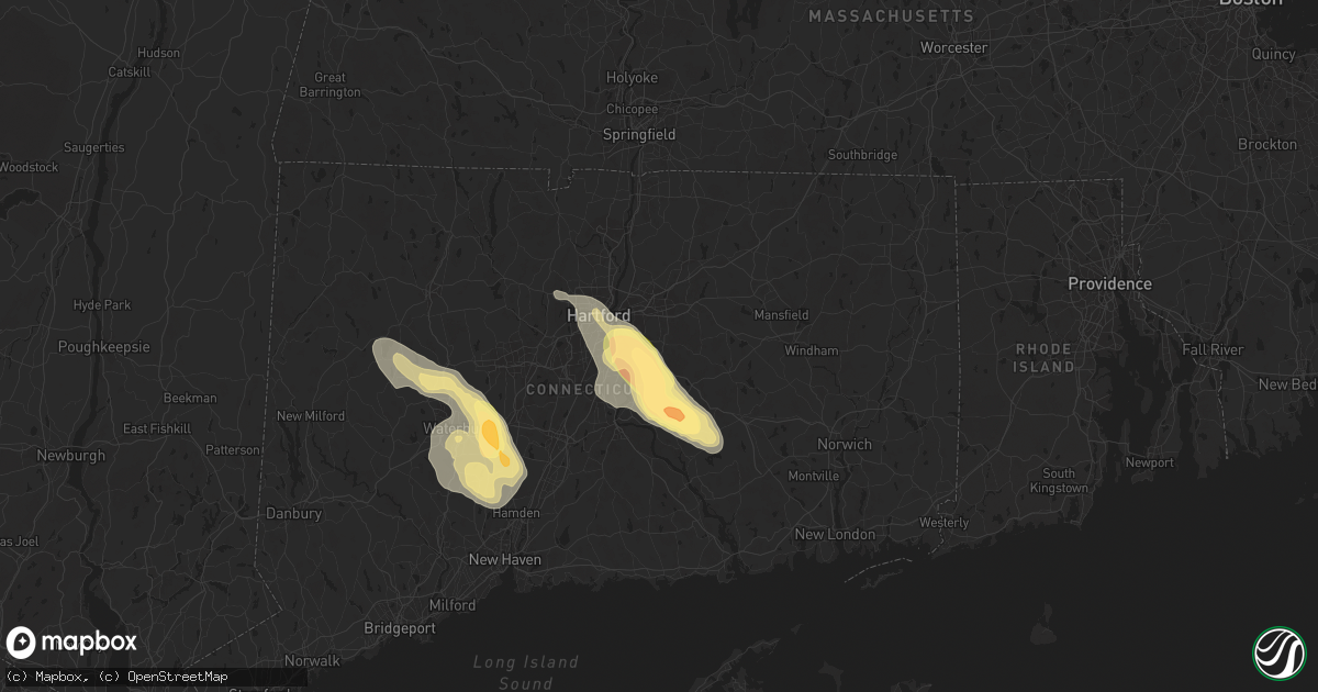 Hail map in Glastonbury, CT on June 22, 2024