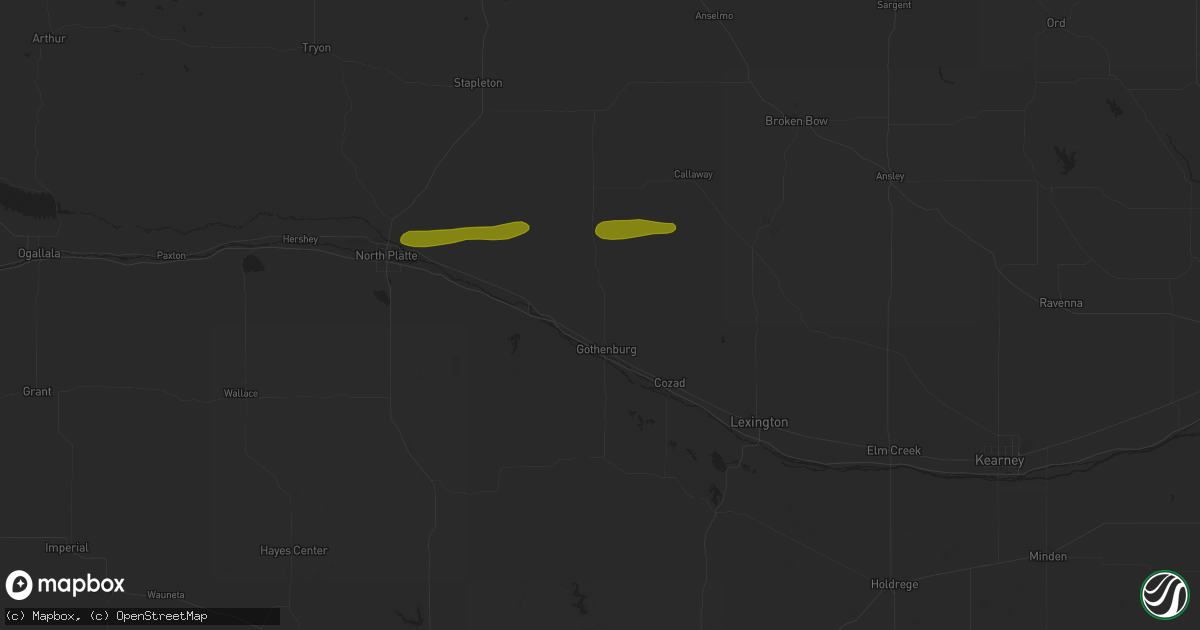 Hail map in Gothenburg, NE on June 22, 2024