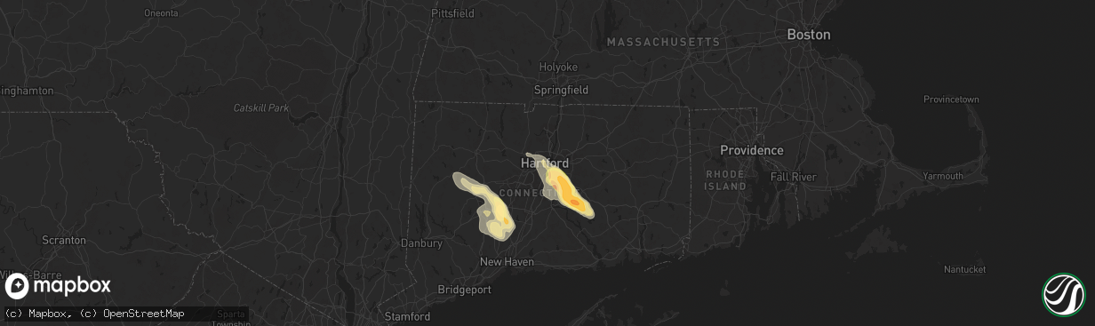 Hail map in Hartford, CT on June 22, 2024