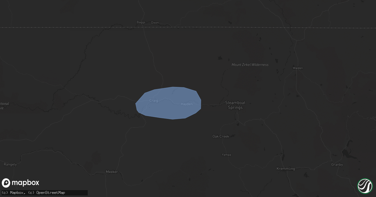 Hail map in Hayden, CO on June 22, 2024