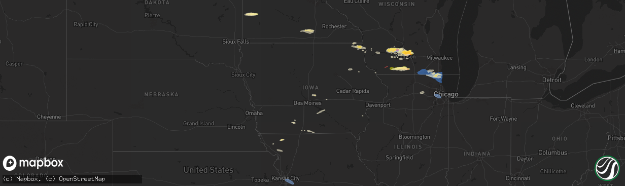Hail map in Iowa on June 22, 2024
