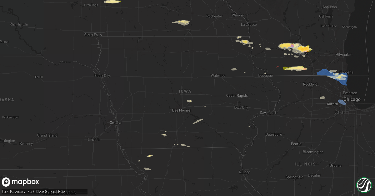 Hail map in Iowa on June 22, 2024