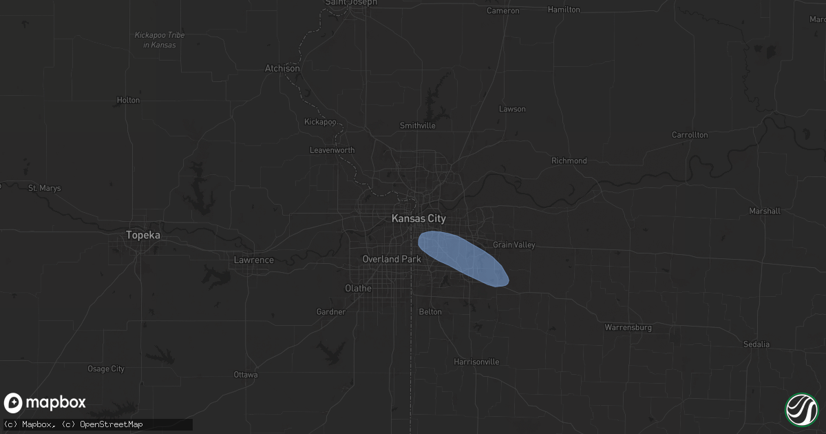 Hail map in Kansas City, MO on June 22, 2024