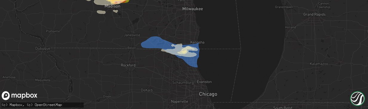 Hail map in Lake Villa, IL on June 22, 2024