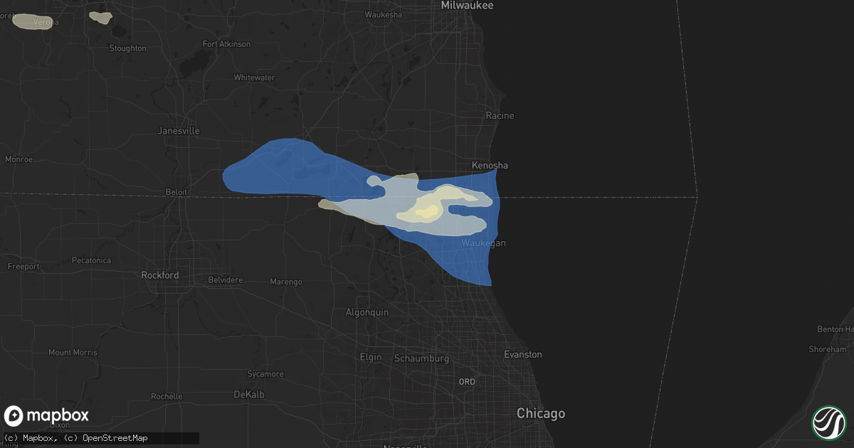 Hail map in Lake Villa, IL on June 22, 2024