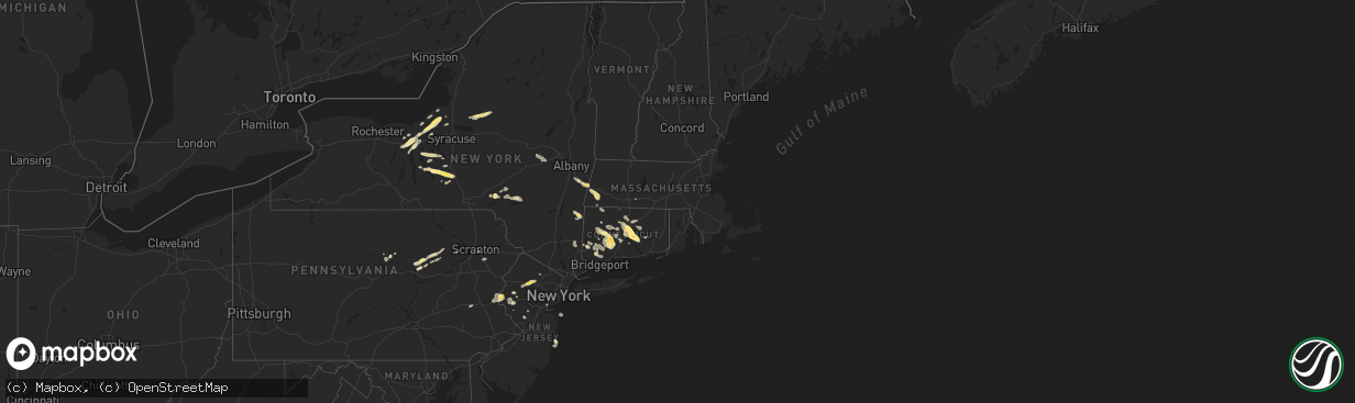 Hail map in Massachusetts on June 22, 2024