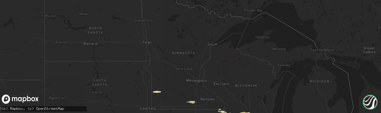 Hail map in Minnesota on June 22, 2024
