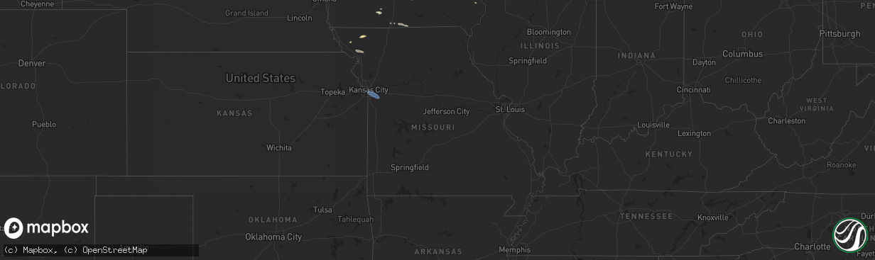 Hail map in Missouri on June 22, 2024