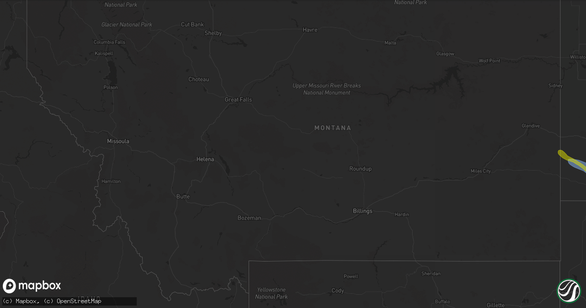Hail map in Montana on June 22, 2024