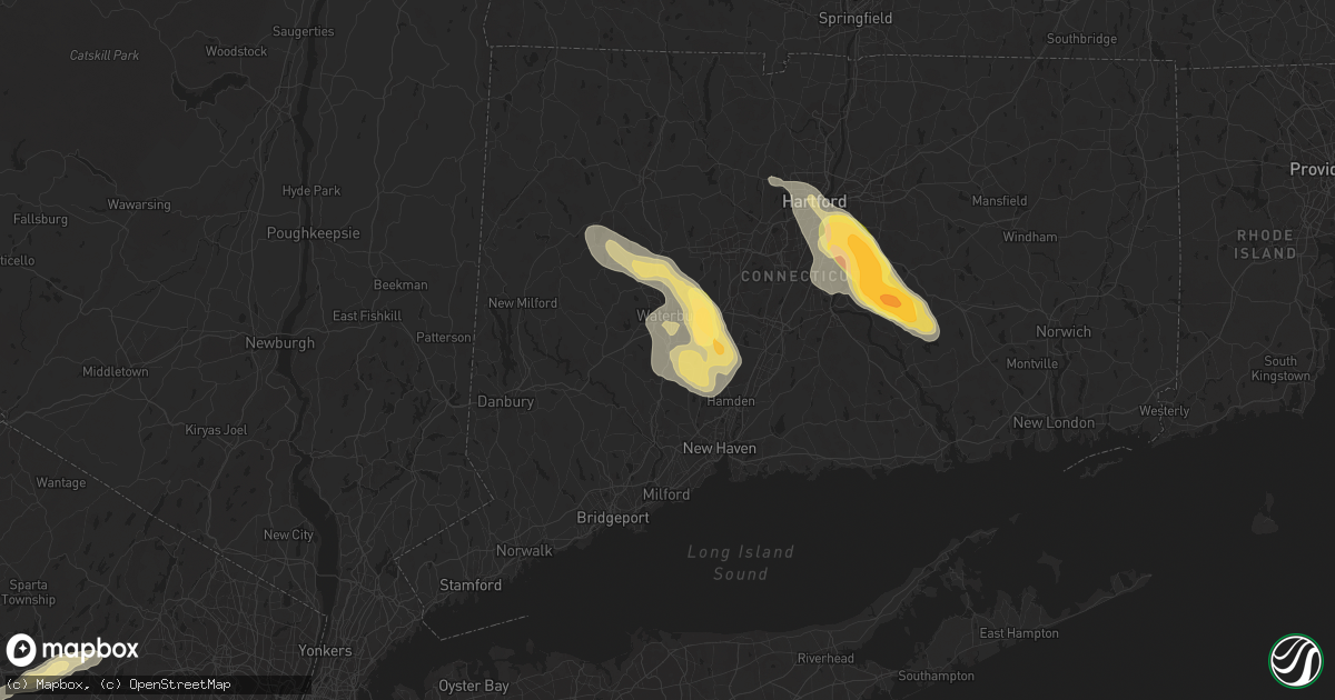 Hail map in Naugatuck, CT on June 22, 2024