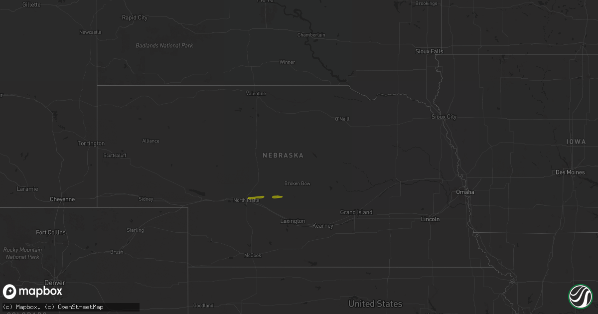 Hail map in Nebraska on June 22, 2024