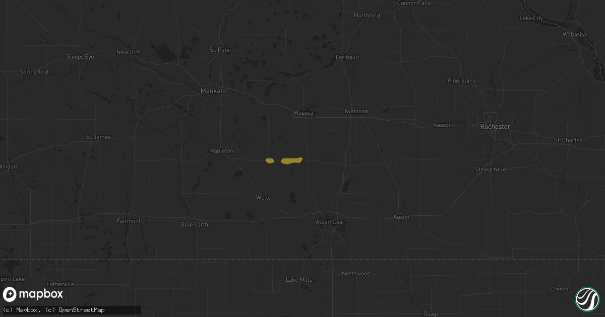 Hail map in New Richland, MN on June 22, 2024