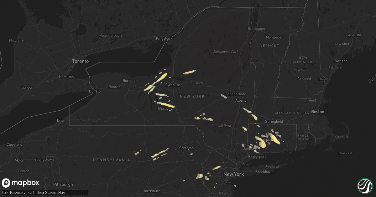 Hail map in New York on June 22, 2024