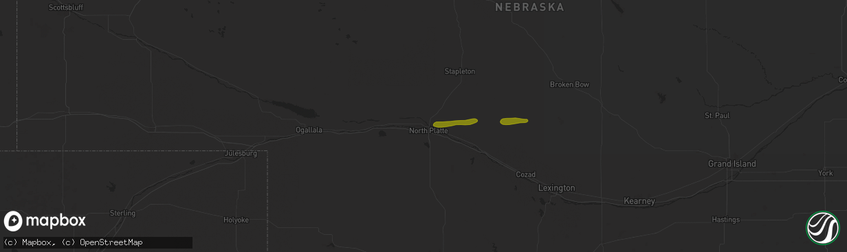 Hail map in North Platte, NE on June 22, 2024