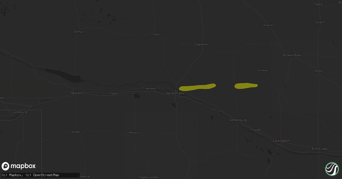 Hail map in North Platte, NE on June 22, 2024