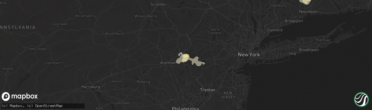 Hail map in Phillipsburg, NJ on June 22, 2024
