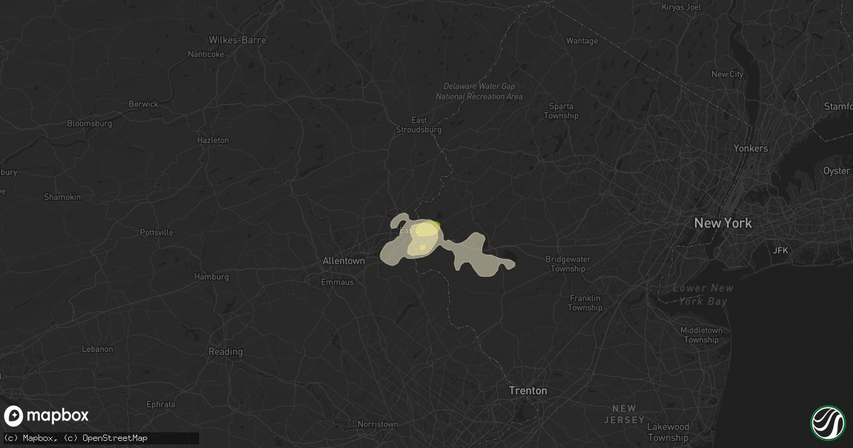 Hail map in Phillipsburg, NJ on June 22, 2024