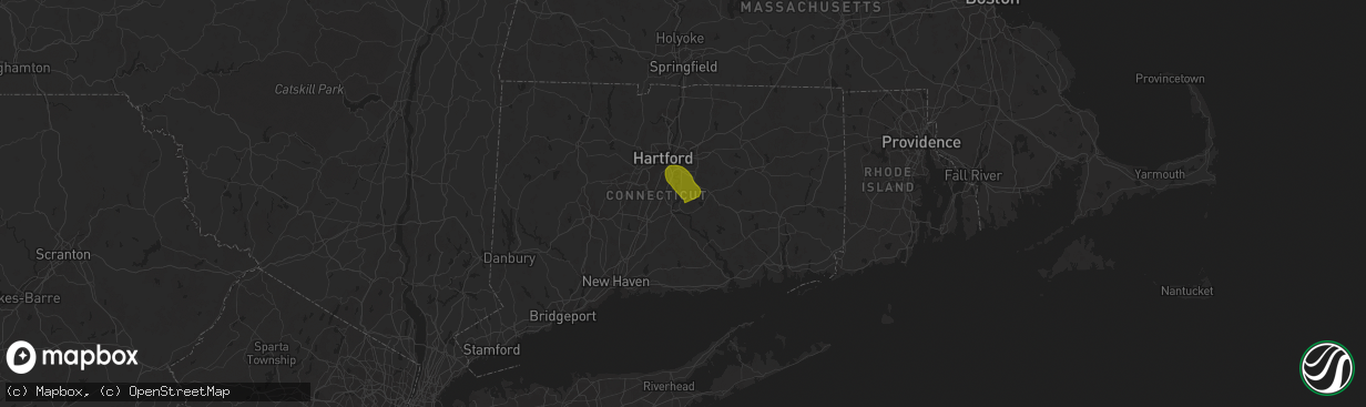 Hail map in Portland, CT on June 22, 2024