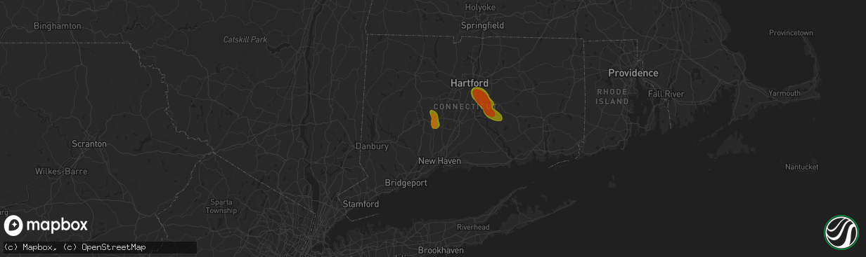 Hail map in Prospect, CT on June 22, 2024