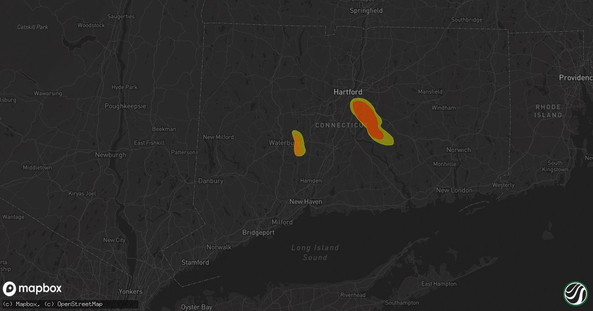 Hail map in Prospect, CT on June 22, 2024