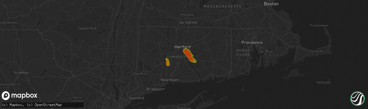 Hail map in Rocky Hill, CT on June 22, 2024