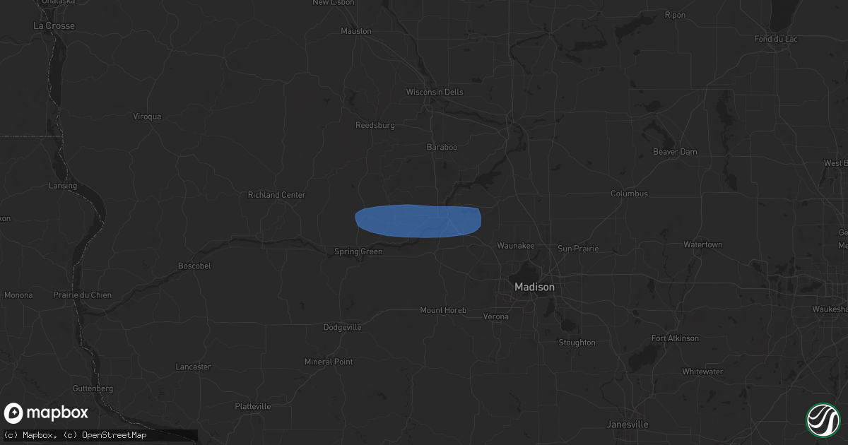 Hail map in Sauk City, WI on June 22, 2024