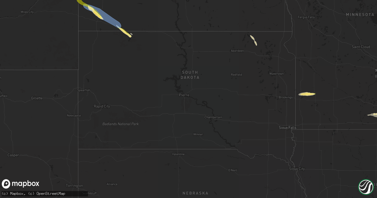 Hail map in South Dakota on June 22, 2024
