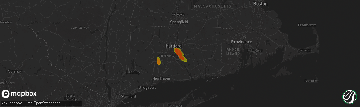Hail map in South Glastonbury, CT on June 22, 2024
