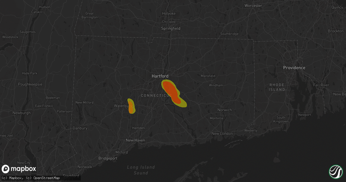 Hail map in South Glastonbury, CT on June 22, 2024