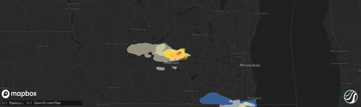 Hail map in Sun Prairie, WI on June 22, 2024