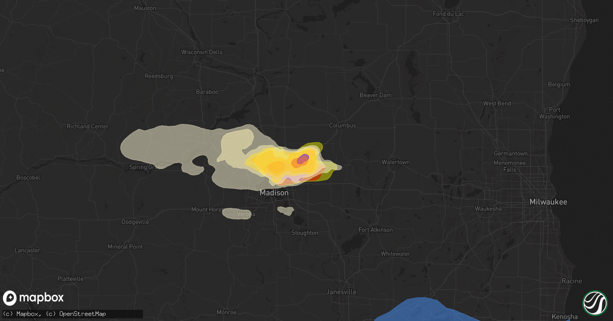Hail map in Sun Prairie, WI on June 22, 2024