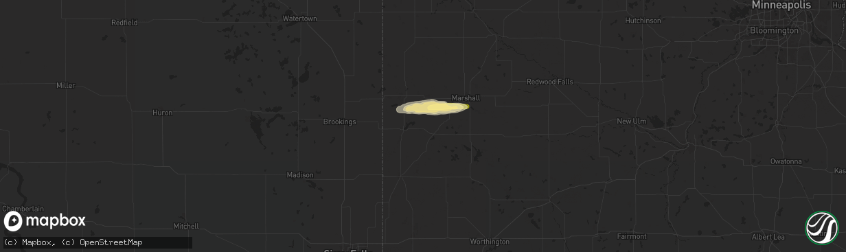 Hail map in Tyler, MN on June 22, 2024