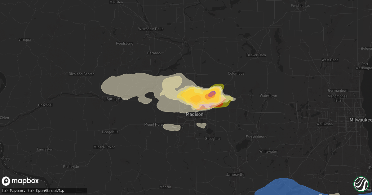 Hail map in Waunakee, WI on June 22, 2024