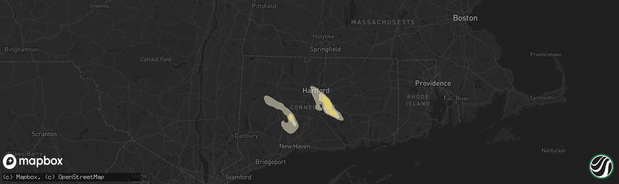Hail map in West Hartford, CT on June 22, 2024