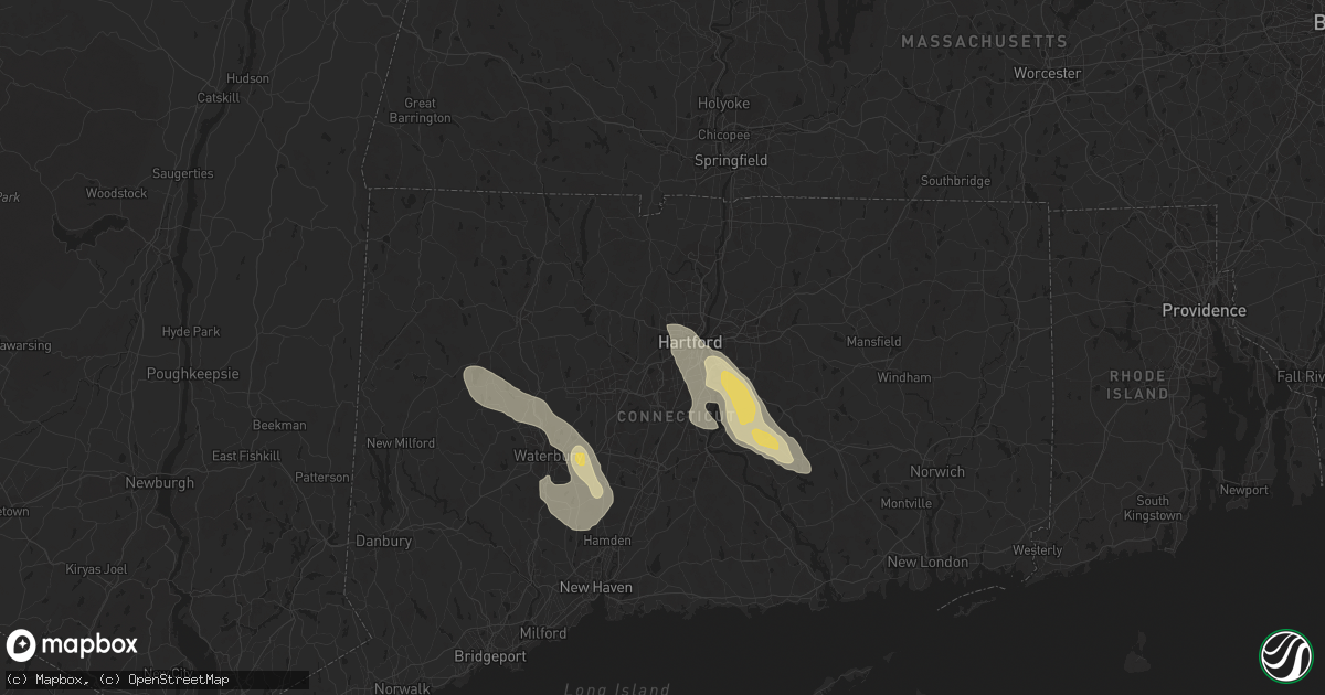 Hail map in West Hartford, CT on June 22, 2024