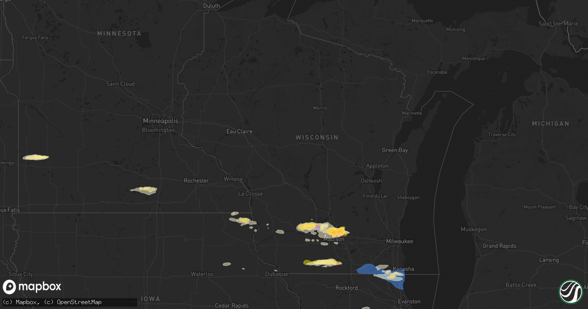 Hail map in Wisconsin on June 22, 2024