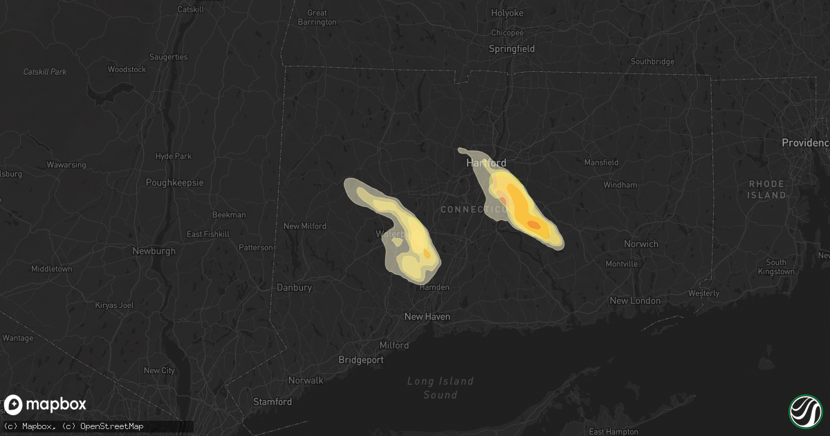Hail map in Wolcott, CT on June 22, 2024