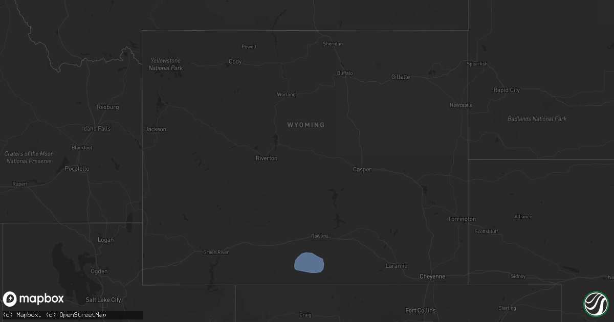 Hail map in Wyoming on June 22, 2024