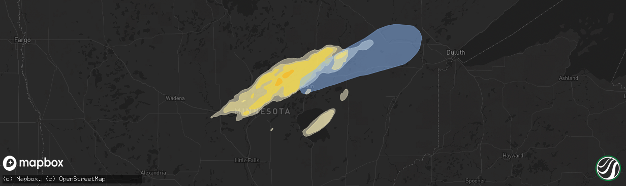 Hail map in Aitkin, MN on June 22, 2025