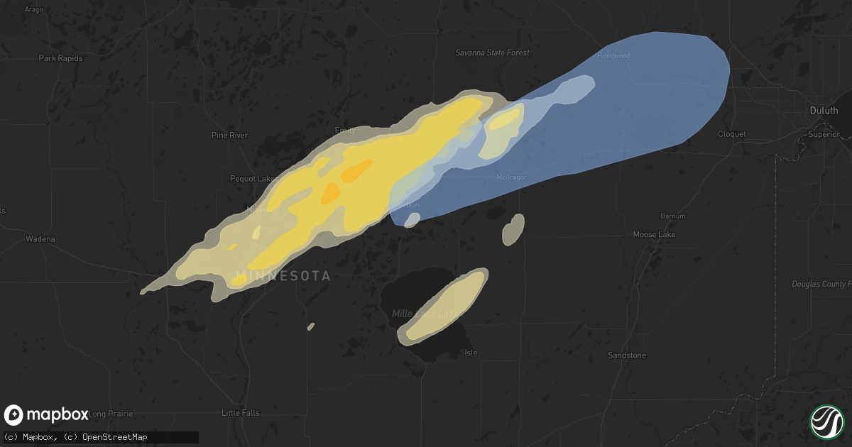 Hail map in Aitkin, MN on June 22, 2025